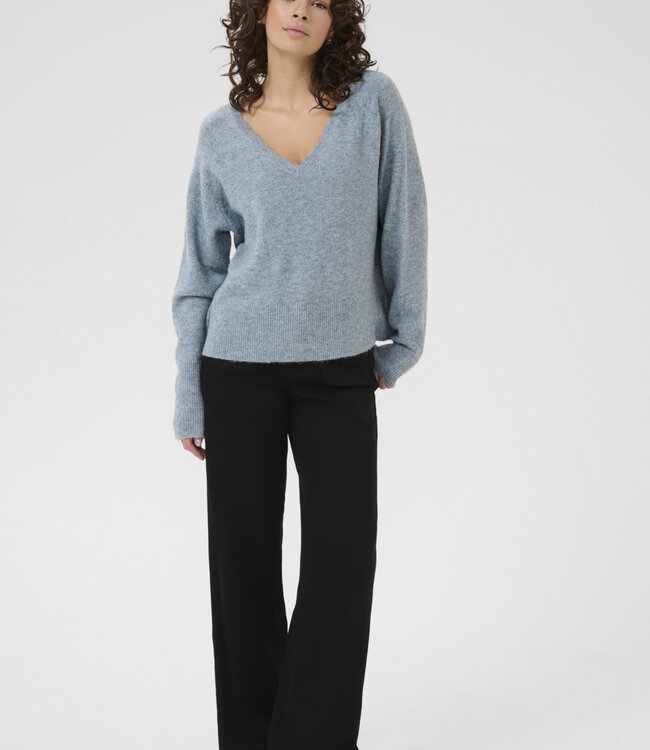 KAFFE Pull NIEL V-NECK KAFFE WINDWARD BLUE 1740181