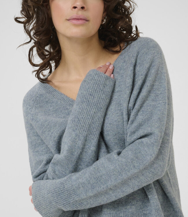 KAFFE Pull NIEL V-NECK KAFFE WINDWARD BLUE 1740181