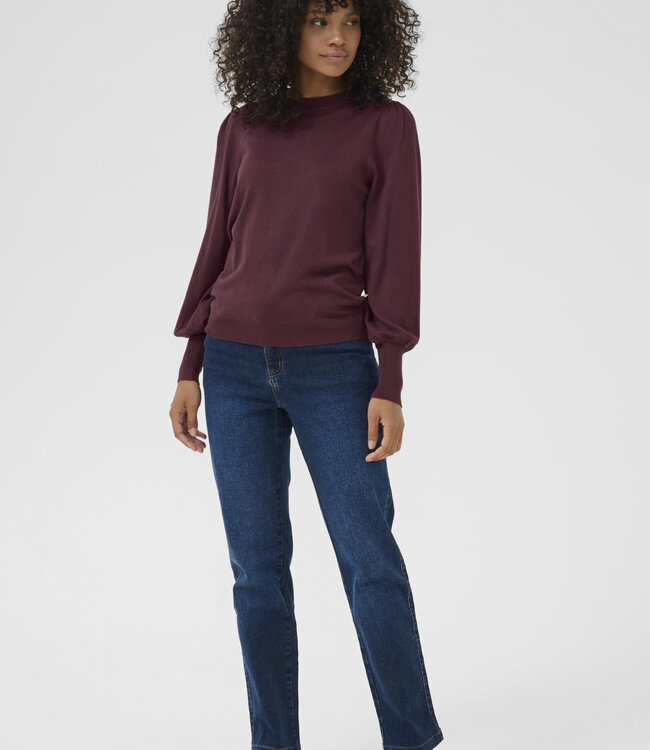 KAFFE Pull LIZZA ROUND NECK BUTTONS KAFFE WINDSOR WINE 191528