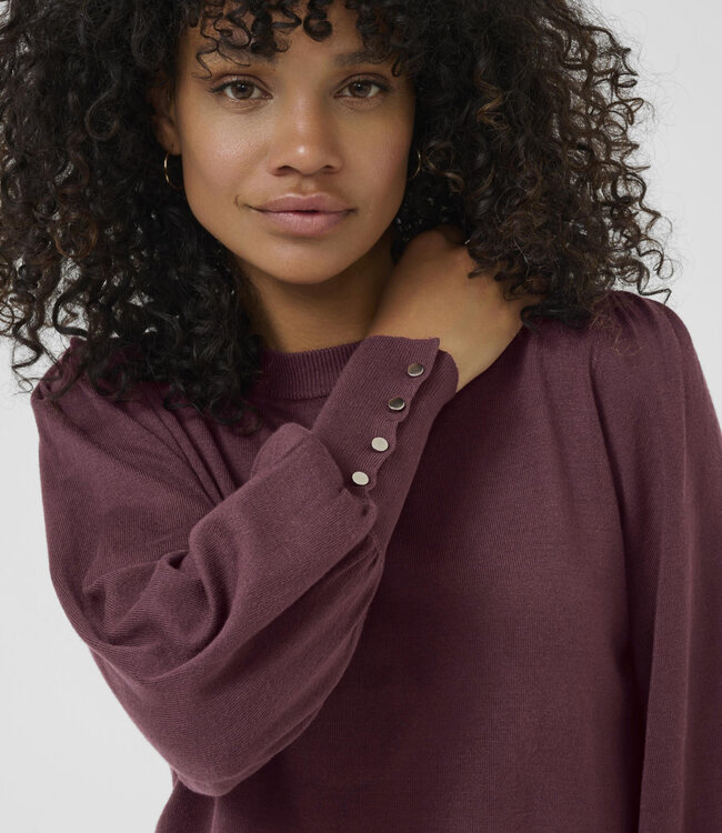 KAFFE Pull LIZZA ROUND NECK BUTTONS KAFFE WINDSOR WINE 191528