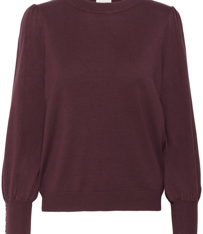 KAFFE Pull LIZZA ROUND NECK BUTTONS KAFFE WINDSOR WINE 191528