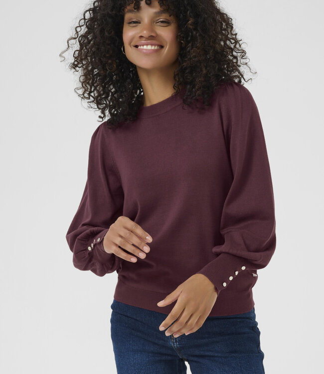 KAFFE Pull LIZZA ROUND NECK BUTTONS KAFFE WINDSOR WINE 191528