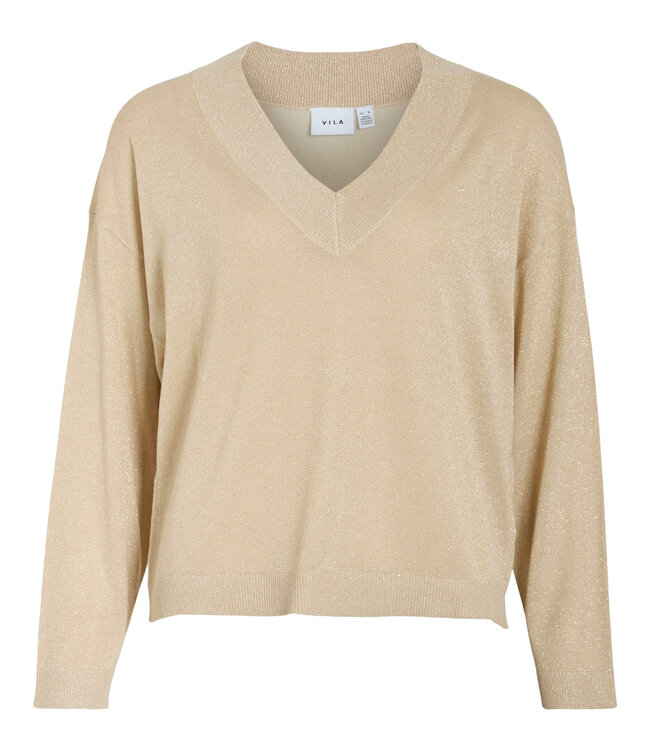 VILA Pull GINNY V-NECK GLITTER VILA FROSTED ALMOND