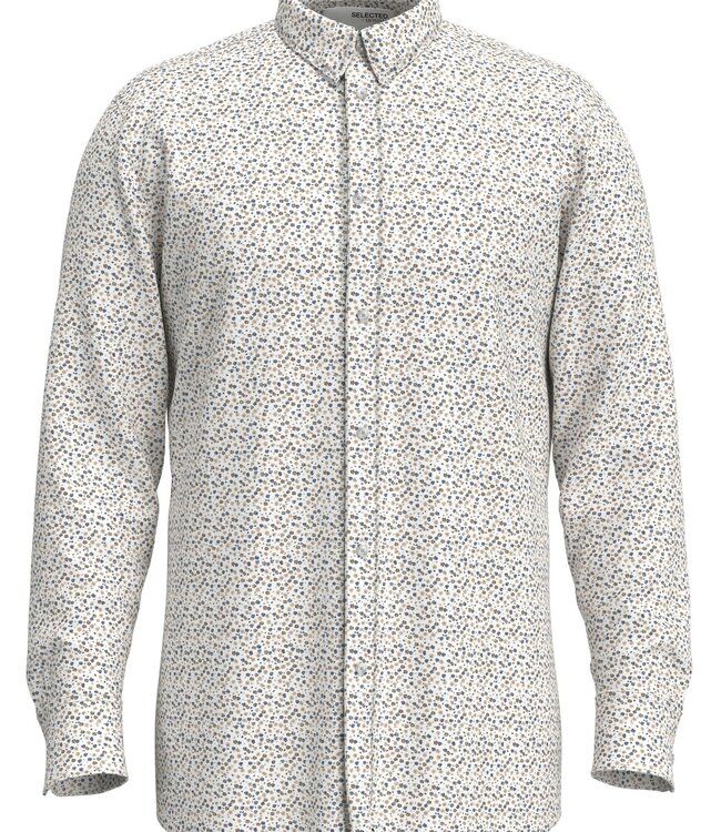 SELECTED HOMME Hemd SLIM ETHAN PRINT SELECTED HOMME BRIGHT WHITE LEAVES