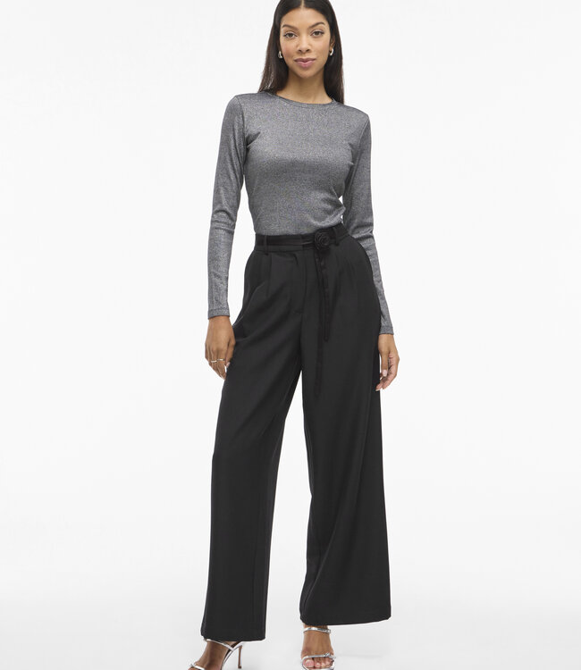 VILA Broek CATALINA FLOWER  WIDE VILA BLACK BEAUTY