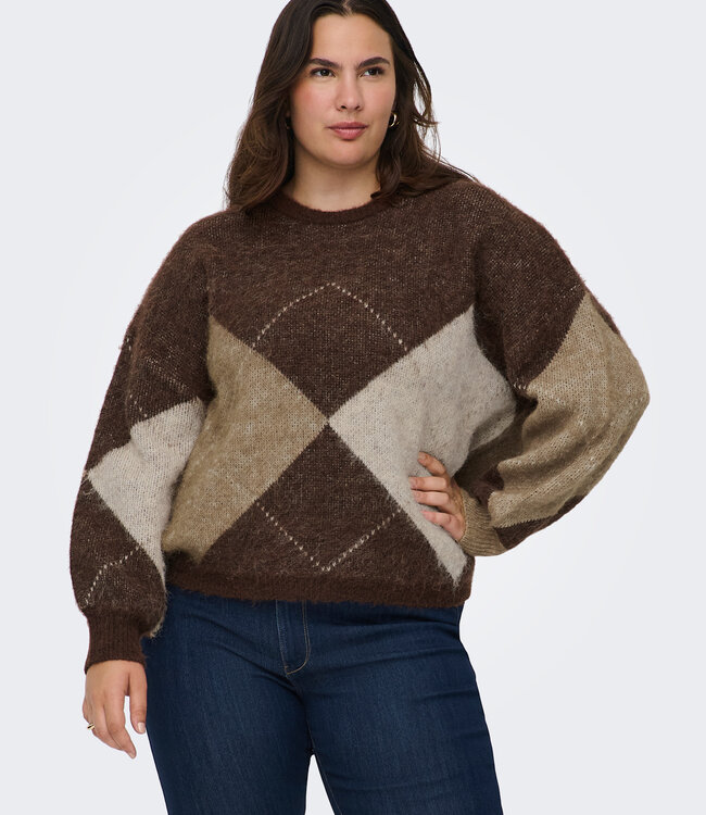 ONLY CARMAKOMA Pull NOEMIE JAQUARD ONLY CARMAKOMA CHESTNUT