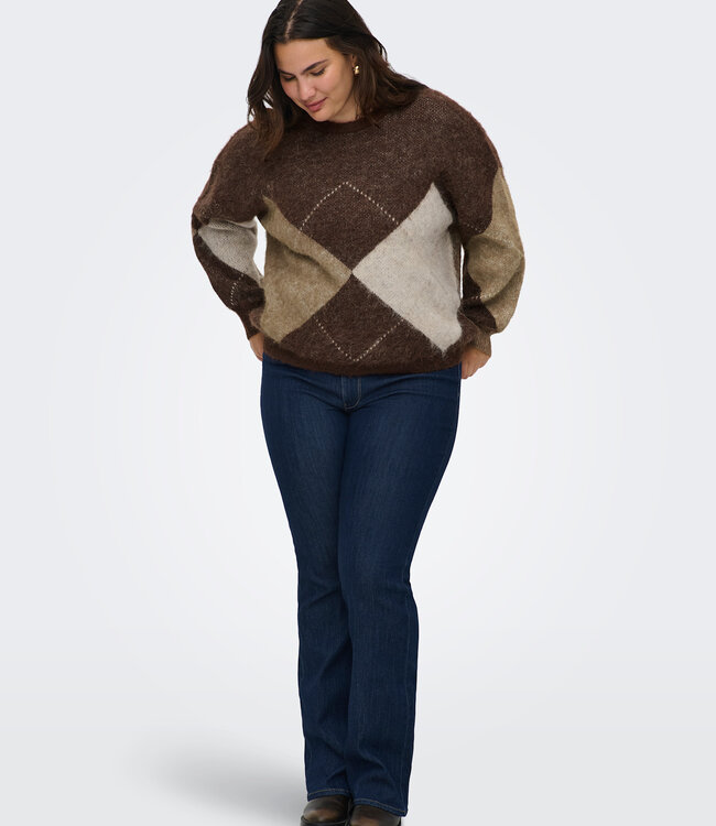 ONLY CARMAKOMA Pull NOEMIE JAQUARD ONLY CARMAKOMA CHESTNUT