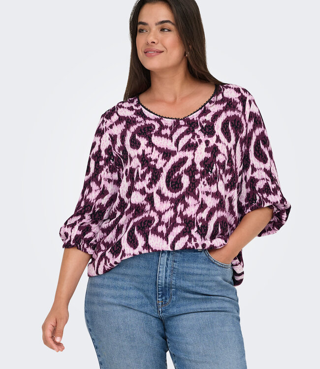 ONLY CARMAKOMA Blouse TYLA 3/4 ONLY CARMAKOMA LEO GRAPHIC MAUVE