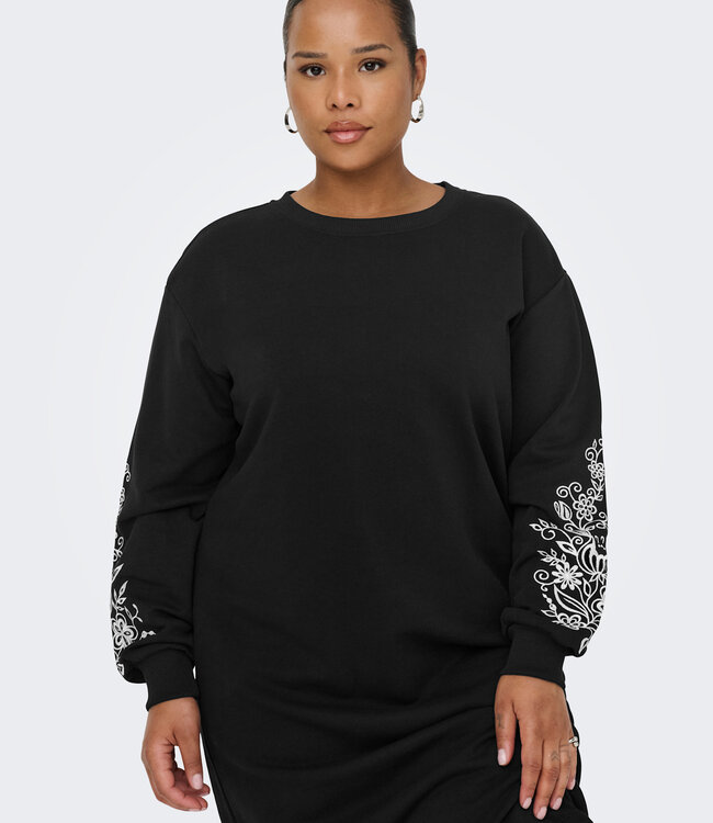 ONLY CARMAKOMA Kleed SWEAT JENNA ONLY CARMAKOMA BLACK EMBROIDERY