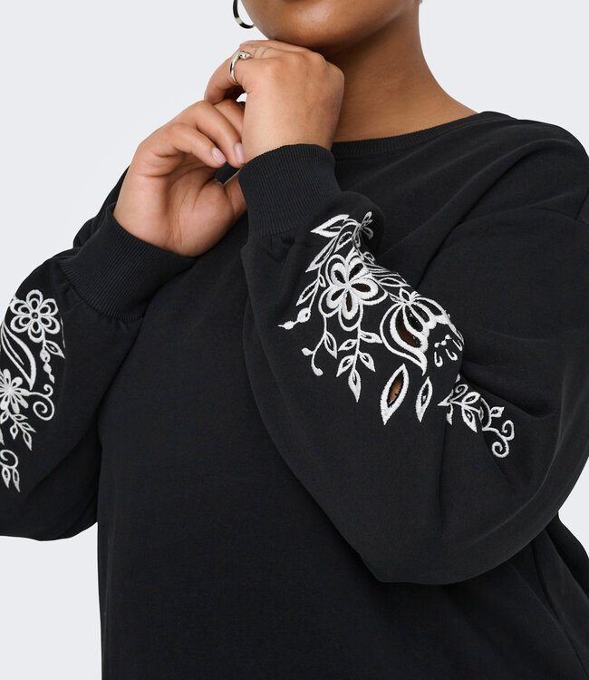 ONLY CARMAKOMA Kleed SWEAT JENNA ONLY CARMAKOMA BLACK EMBROIDERY