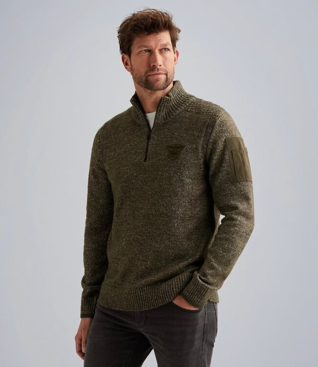 PME LEGEND Pull HALF ZIP COLLAR SOFT BLEND MID GREY MELANGE