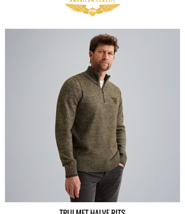 PME LEGEND Pull HALF ZIP COLLAR SOFT BLEND MID GREY MELANGE
