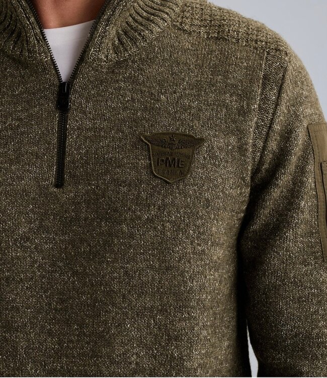 PME LEGEND Pull HALF ZIP COLLAR SOFT BLEND MID GREY MELANGE