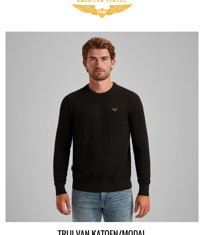 PME LEGEND Pull R-NECK PME LEGEND AMERICAN CLASSIC COTTON MODAL BLACK