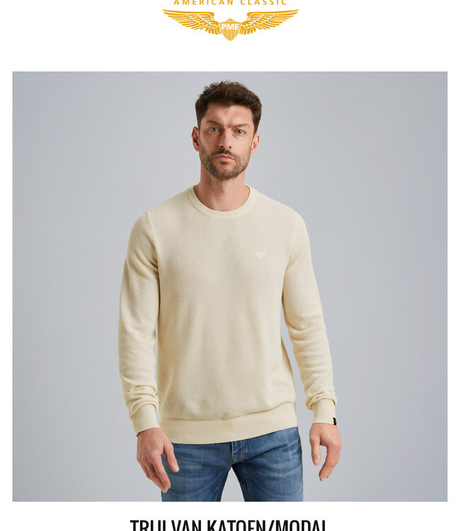 PME LEGEND Pull R-NECK PME LEGEND AMERICAN CLASSIC COTTON MODAL BONE WHITE