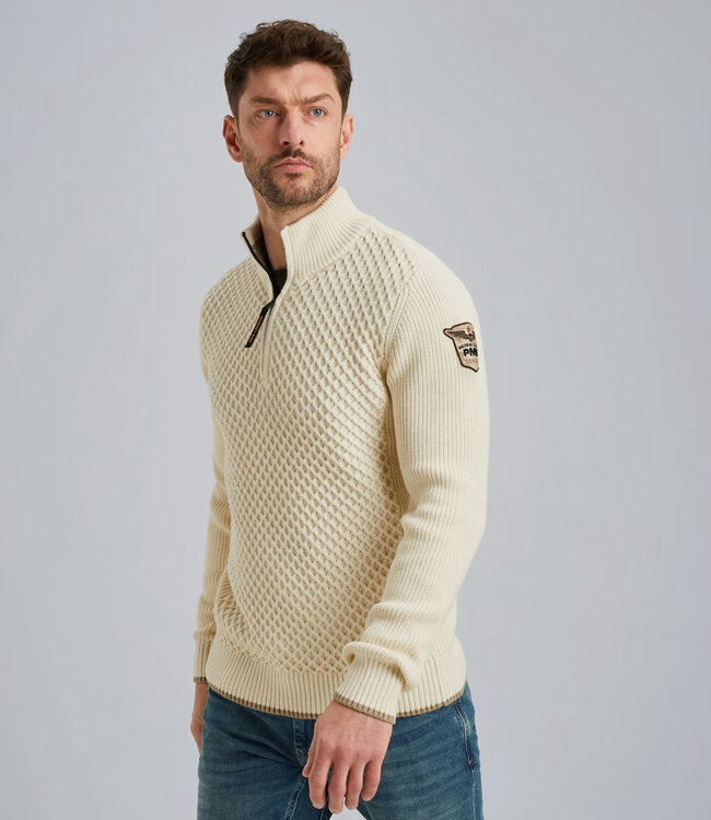 PME LEGEND Pull HALF ZIP COLLAR  PME LEGEND BONE WHITE