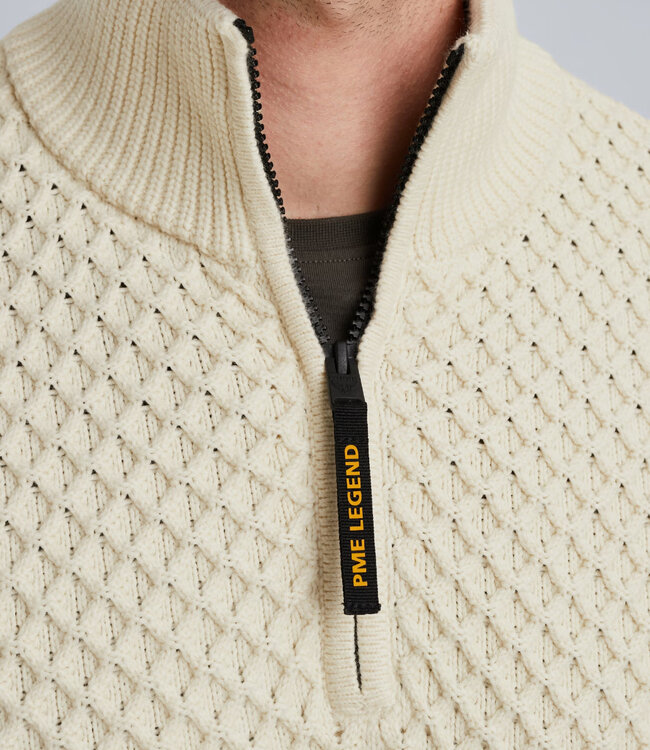PME LEGEND Pull HALF ZIP COLLAR  PME LEGEND BONE WHITE