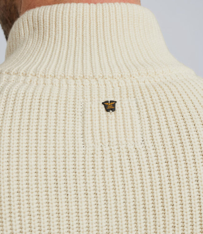 PME LEGEND Pull HALF ZIP COLLAR  PME LEGEND BONE WHITE