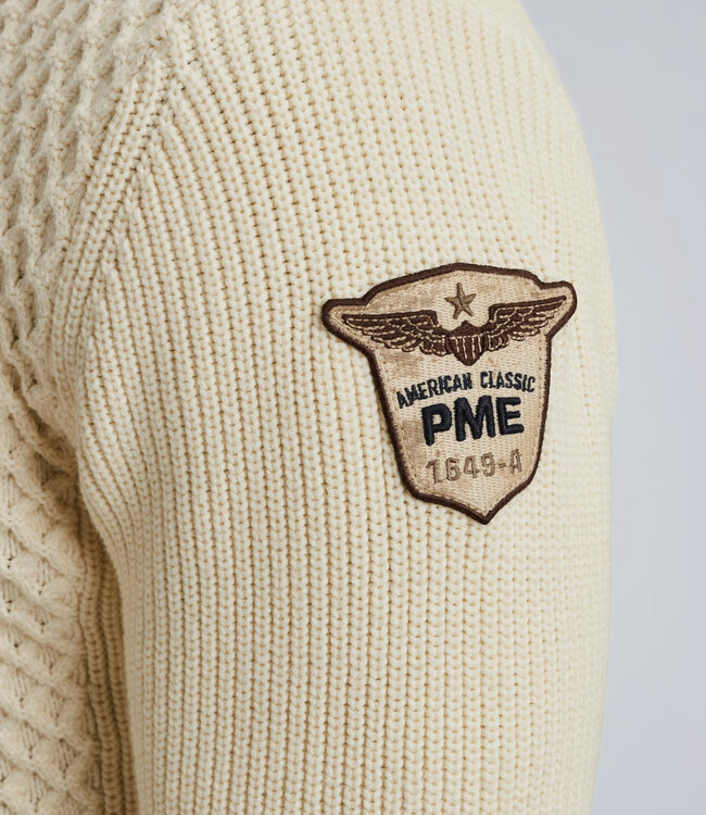 PME LEGEND Pull HALF ZIP COLLAR  PME LEGEND BONE WHITE