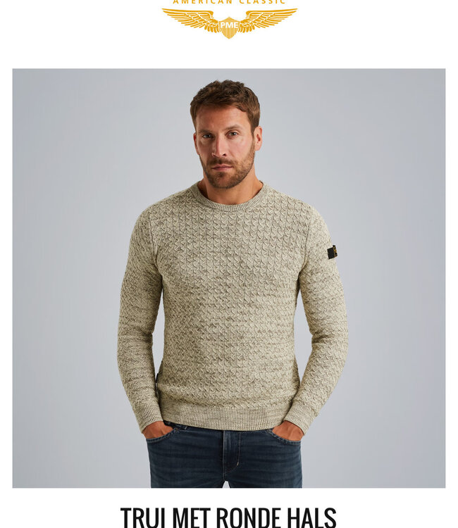 PME LEGEND Pull R-NECK MOULINE STRUCTURE PME LEGEND BONE WHITE