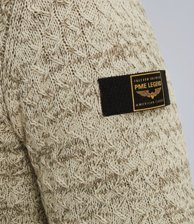 PME LEGEND Pull R-NECK MOULINE STRUCTURE PME LEGEND BONE WHITE