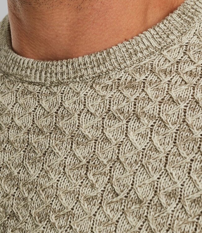 PME LEGEND Pull R-NECK MOULINE STRUCTURE PME LEGEND BONE WHITE