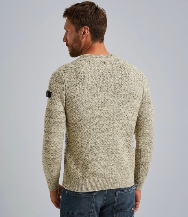 PME LEGEND Pull R-NECK MOULINE STRUCTURE PME LEGEND BONE WHITE