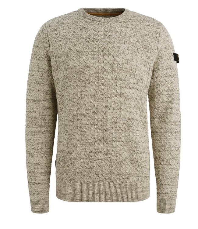 PME LEGEND Pull R-NECK MOULINE STRUCTURE PME LEGEND BONE WHITE