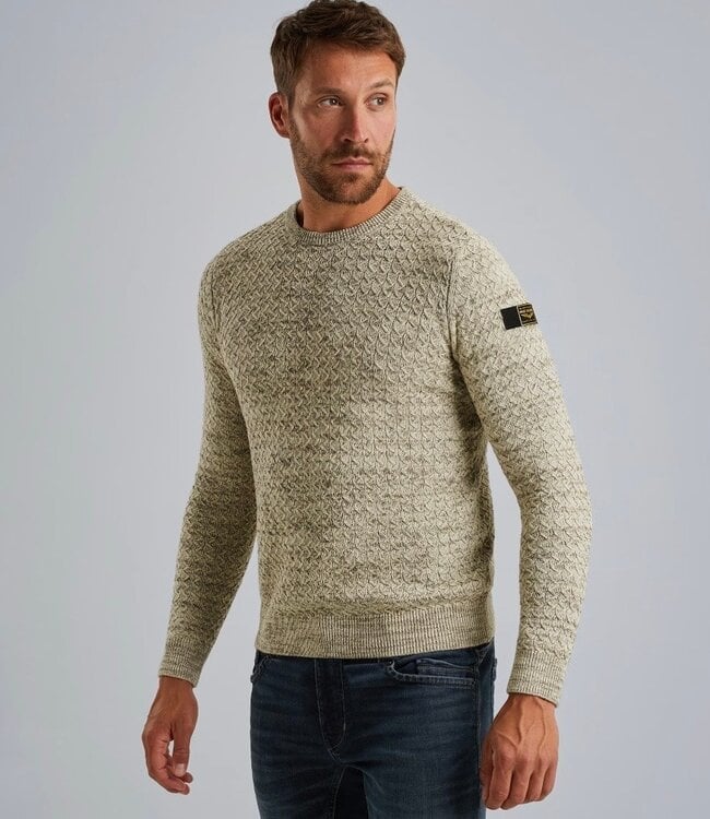 PME LEGEND Pull R-NECK MOULINE STRUCTURE PME LEGEND BONE WHITE