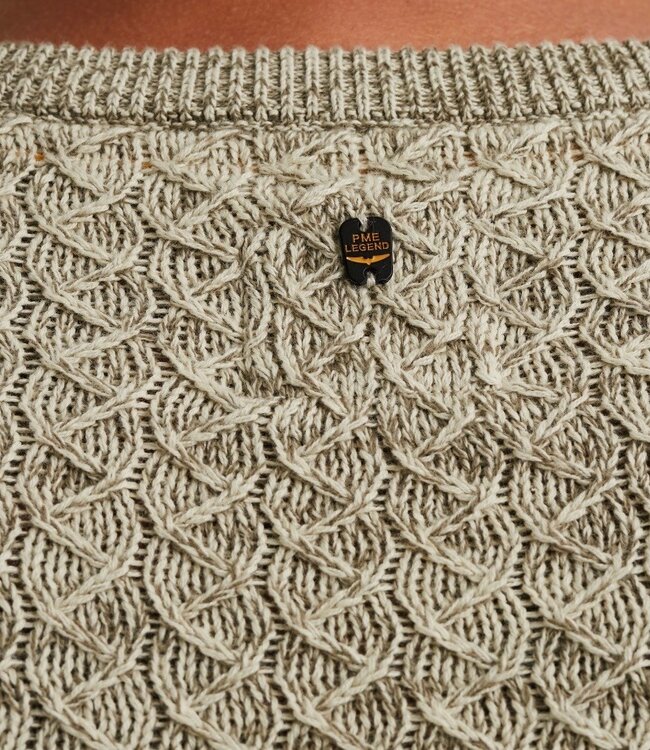 PME LEGEND Pull R-NECK MOULINE STRUCTURE PME LEGEND BONE WHITE