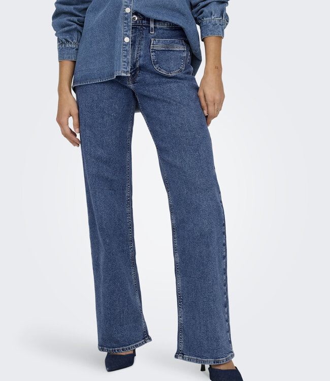 ONLY Broek Jeans JUICY WIDE POCKET  ONLY DARK MEDIUM BLUE DENIM