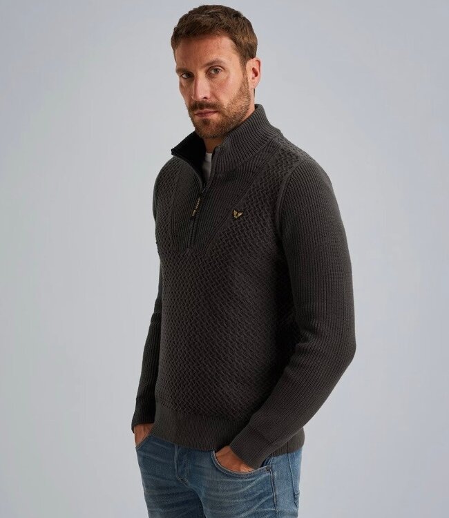 PME LEGEND Pull HALF ZIP COLLAR MIX STRUCTURE PME LEGEND DARK GREY