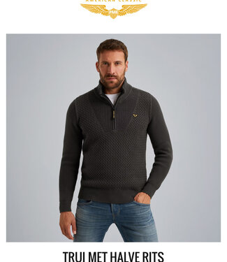 PME LEGEND Pull HALF ZIP COLLAR MIX STRUCTURE PME LEGEND DARK GREY