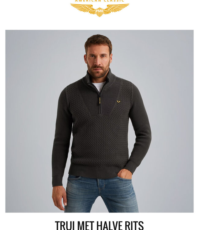 PME LEGEND Pull HALF ZIP COLLAR MIX STRUCTURE PME LEGEND DARK GREY