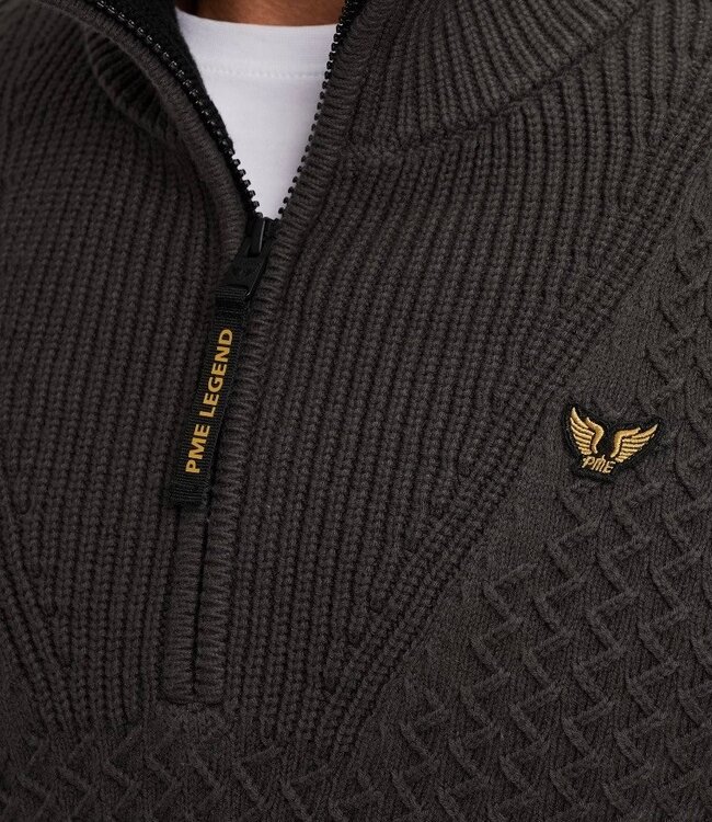 PME LEGEND Pull HALF ZIP COLLAR MIX STRUCTURE PME LEGEND DARK GREY