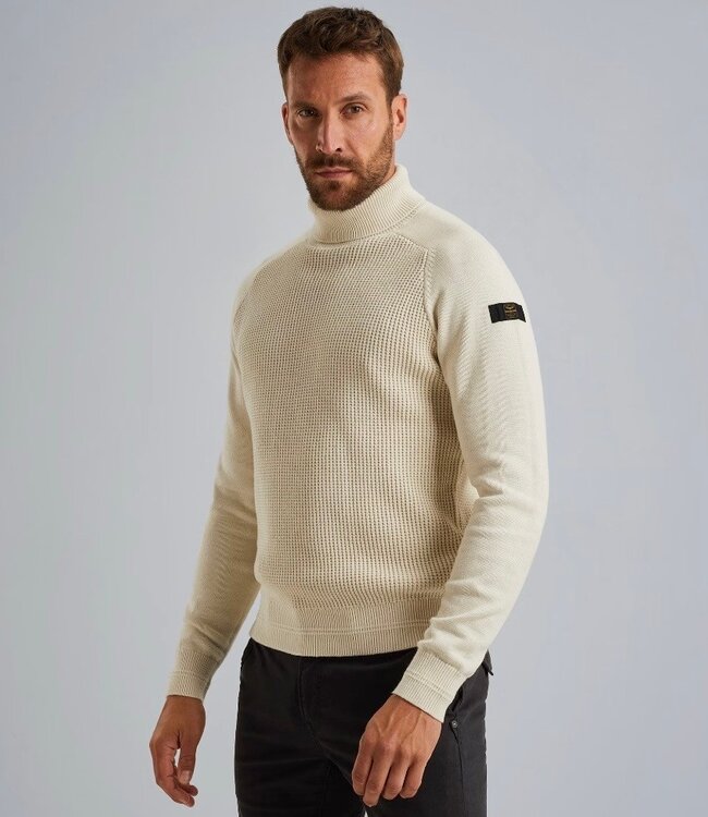 PME LEGEND Pull ROLL NECK COTTEN BLEND PME LEGEND BONE WHITE