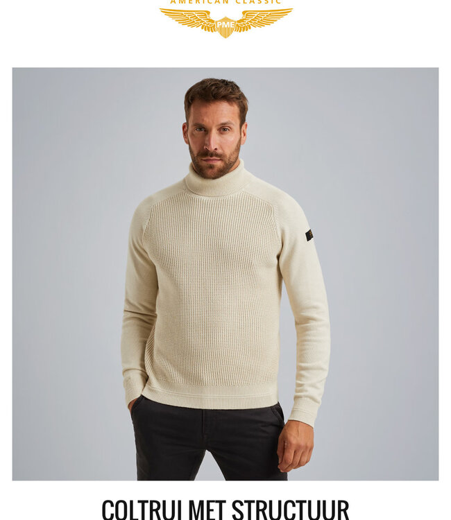 PME LEGEND Pull ROLL NECK COTTEN BLEND PME LEGEND BONE WHITE