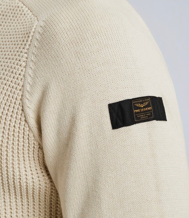 PME LEGEND Pull ROLL NECK COTTEN BLEND PME LEGEND BONE WHITE