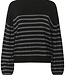 KAFFE Pull LIZZ TURLTENECK KAFFE BLACK SILVER STRIPE 108728