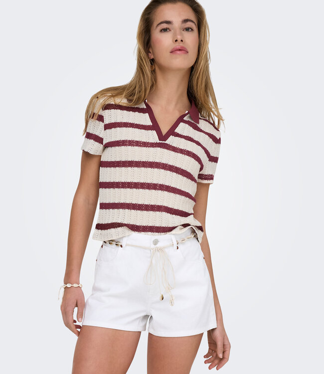 ONLY T-Shirt POLO HALIA ONLY RUBY / WHITE