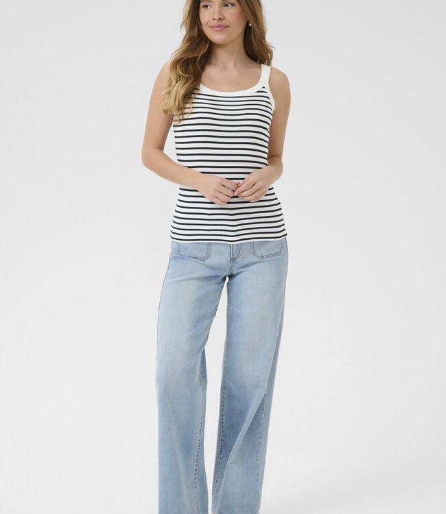 KAFFE Top LIDDY KAFFE CHALK BLACK STRIPE