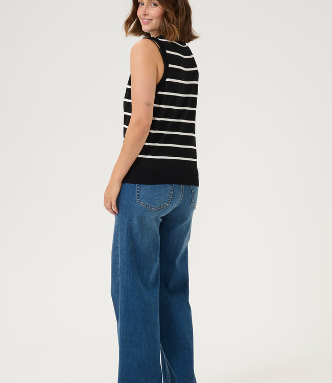 KAFFE Top LIZZA STRIPED KAFFE BLACK CHALK