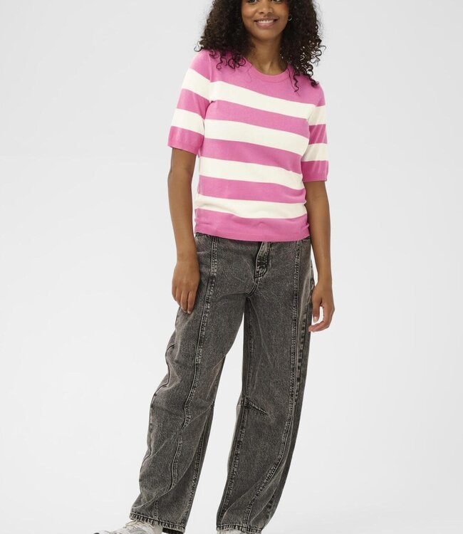 KAFFE T-Shirt LIZZA STRIPED KAFFE SPRING PINK CHALK 108929