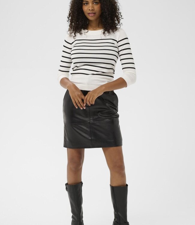 KAFFE Pull BOATNECK LIZZA KAFFE CHALK BLACK STRIPE 108922