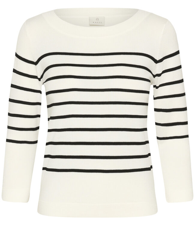 KAFFE Pull BOATNECK LIZZA KAFFE CHALK BLACK STRIPE 108922