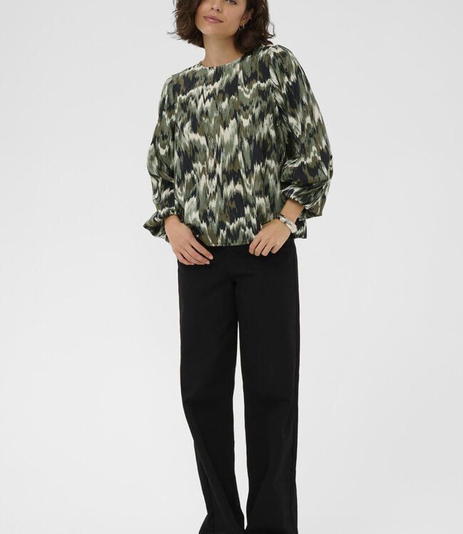 KAFFE Blouse KIA KAFFE GREEN BLACK ABSTER 108748
