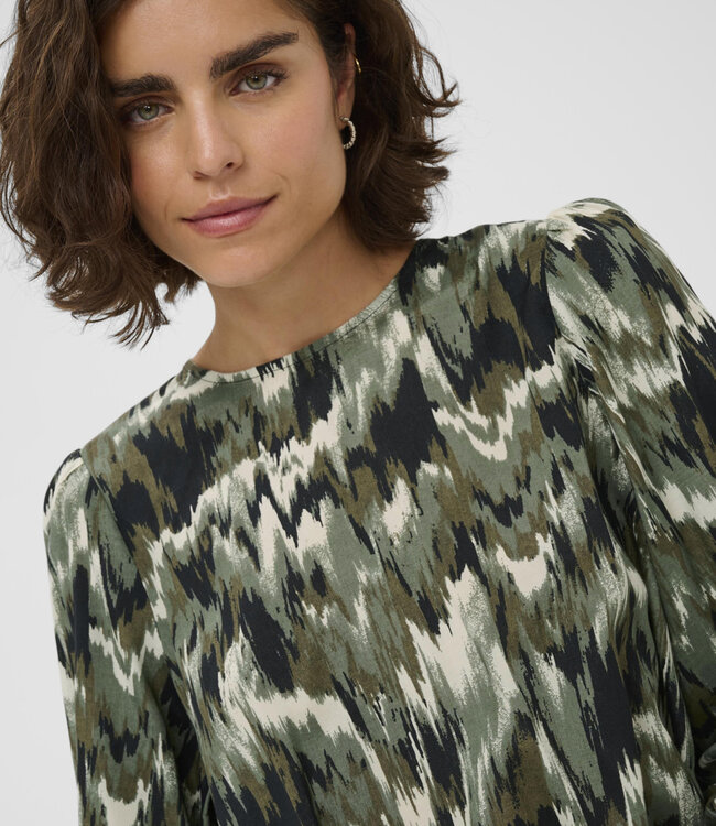 KAFFE Blouse KIA KAFFE GREEN BLACK ABSTER 108748