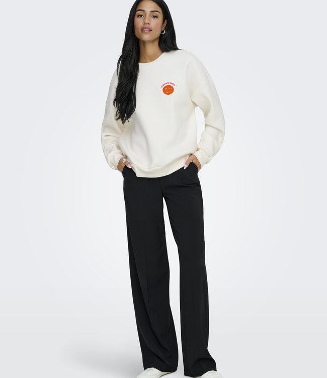 ONLY Pull SWEATER DAZE TERRY BACK PRINT ONLY CLOUD DANCER