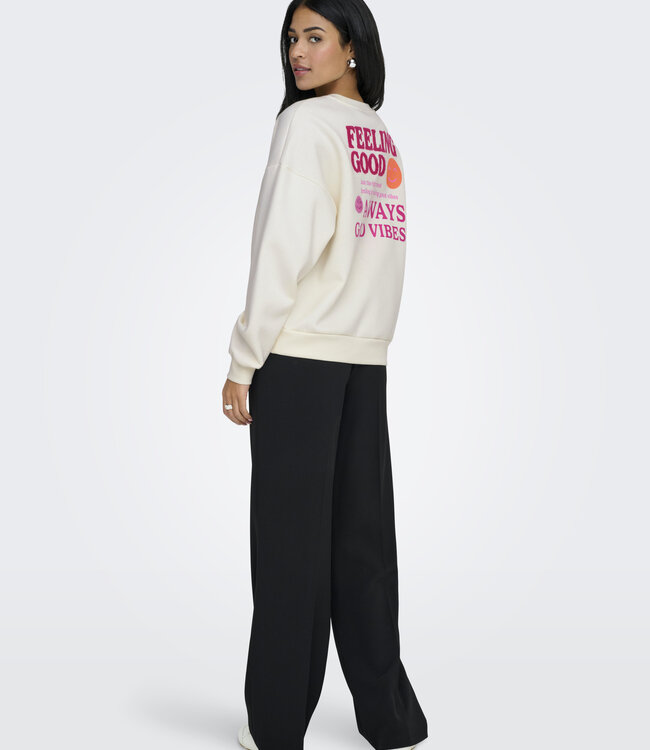 ONLY Pull SWEATER DAZE TERRY BACK PRINT ONLY CLOUD DANCER