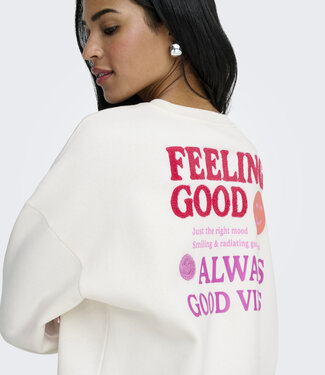 ONLY Pull SWEATER DAZE TERRY BACK PRINT ONLY CLOUD DANCER